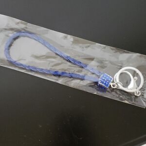 Blue rhinestone loop Keychain with lobster claw